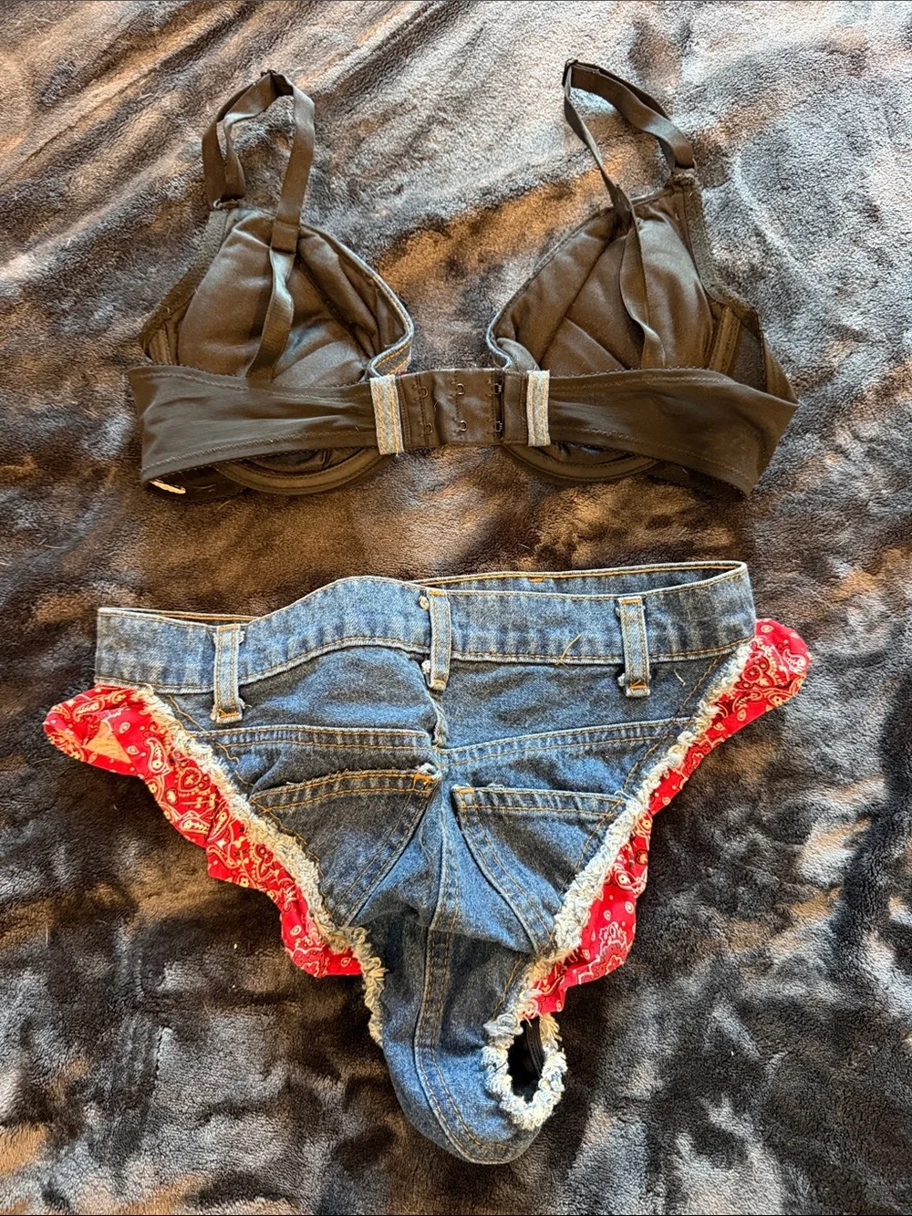 Denim & Red Bandana Bikini Set & or Women's Intimates